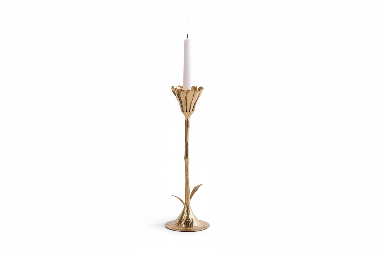 BMH - Tall Brass Floral Candle Holder (2)