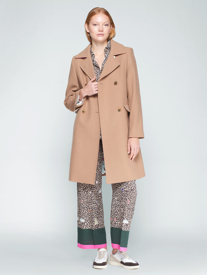 WOOL DOUBLE BREASTED COAT - CAMEL