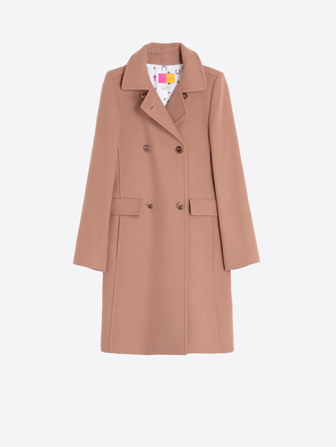 WOOL DOUBLE BREASTED COAT - CAMEL
