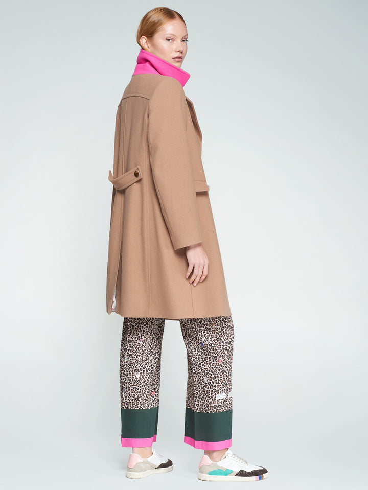 WOOL DOUBLE BREASTED COAT - CAMEL