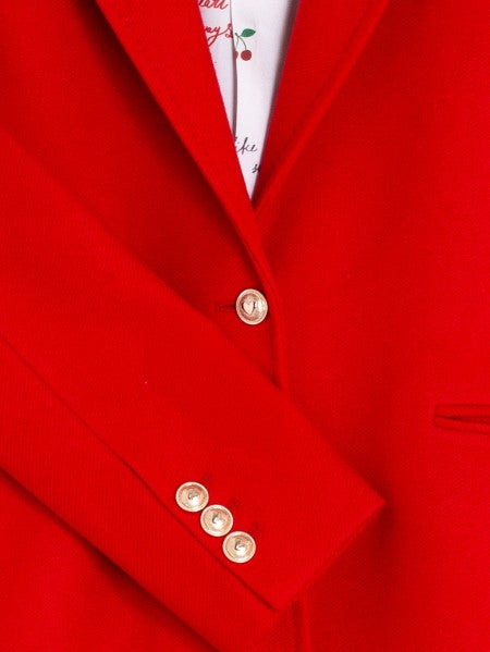 RED COAT WITH GOLD BUTTONS