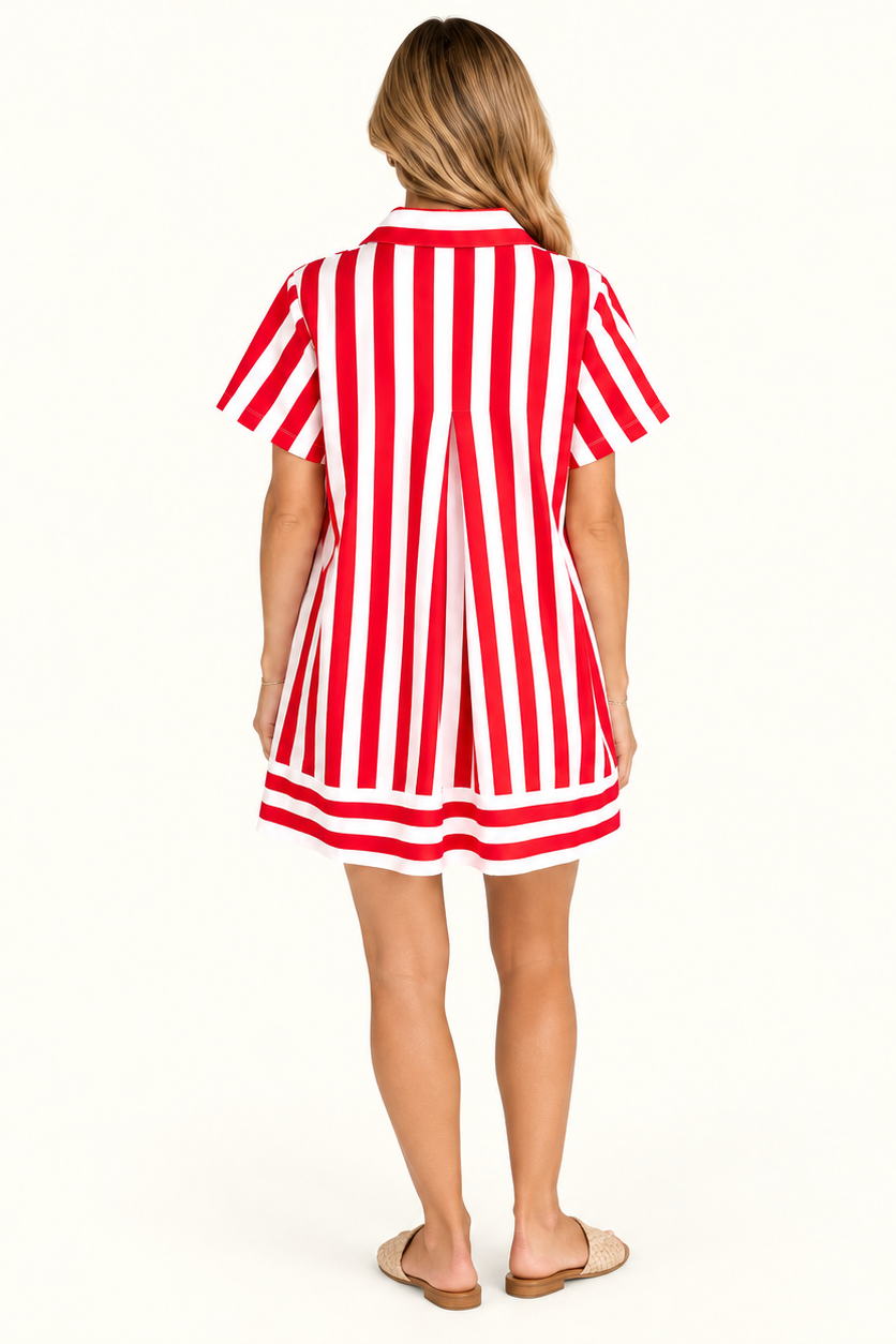 The Rally Dress - Cherry Stripe