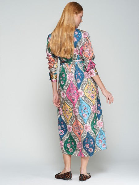 GEOMETRIC FLORAL DRESS - MULTICOLOR