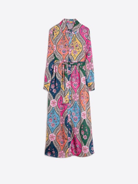 GEOMETRIC FLORAL DRESS - MULTICOLOR