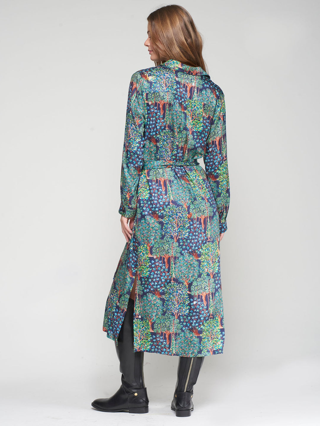MIDI SHIRT DRESS FOREST PRINT - 32937