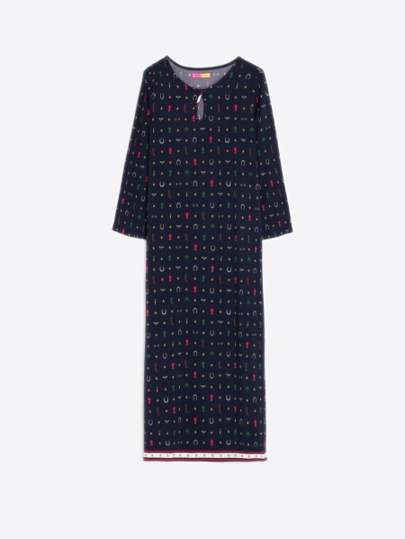 NAVY DRESS-EQUESTRIAN PRINT