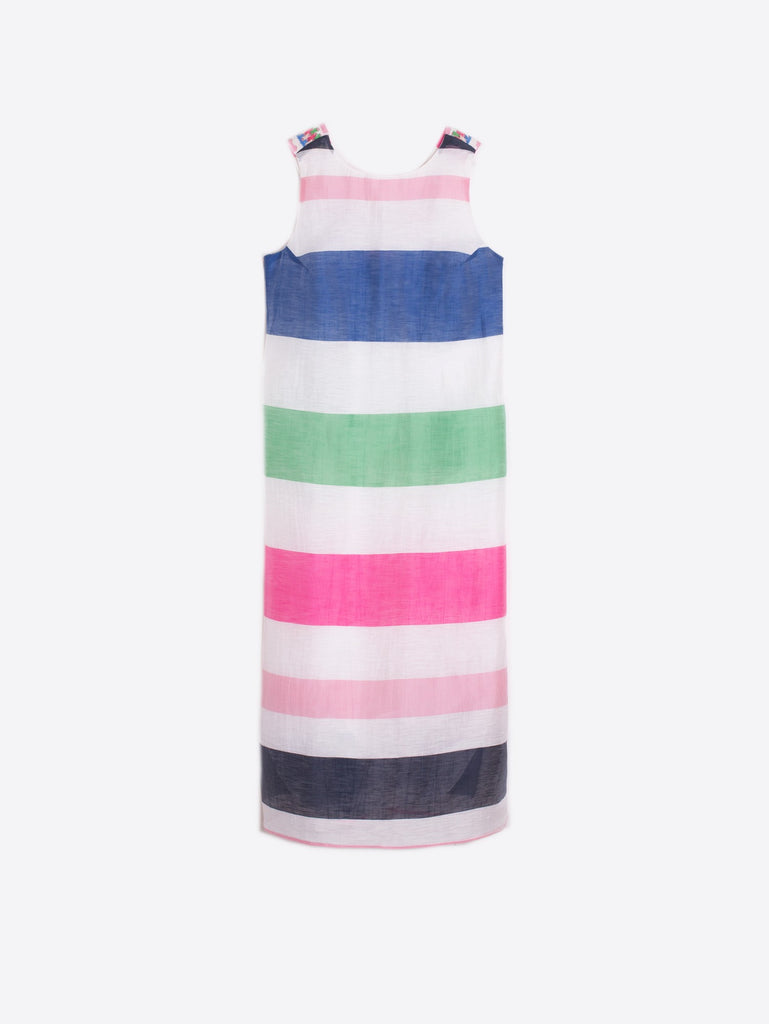 Liana Dress in Multicolor Stripe Linen