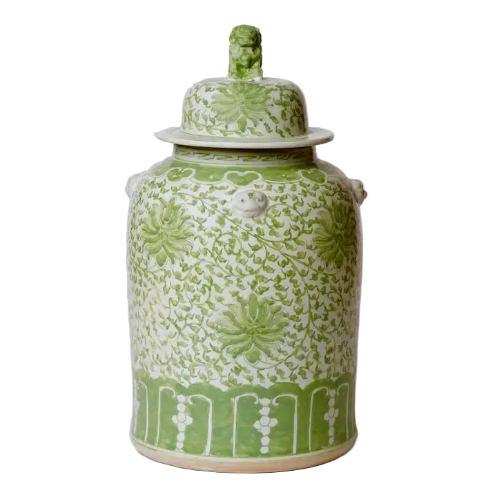 BMH - Green & White Porcelain Temple Jar (2)