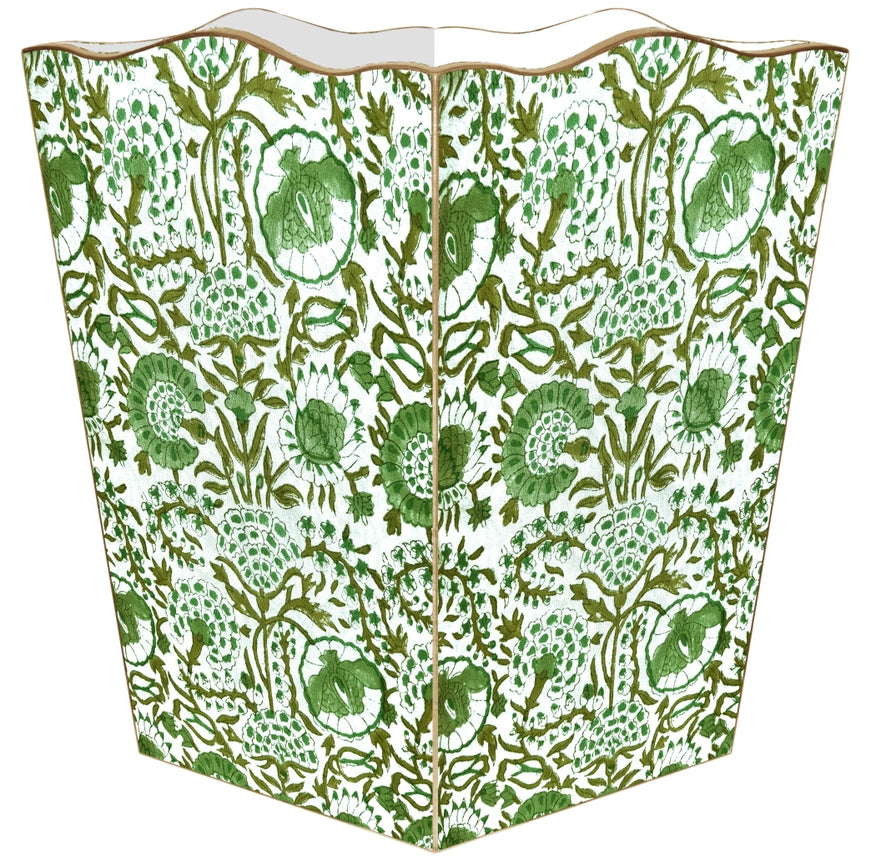 BMH - Green Floral Trash Bin