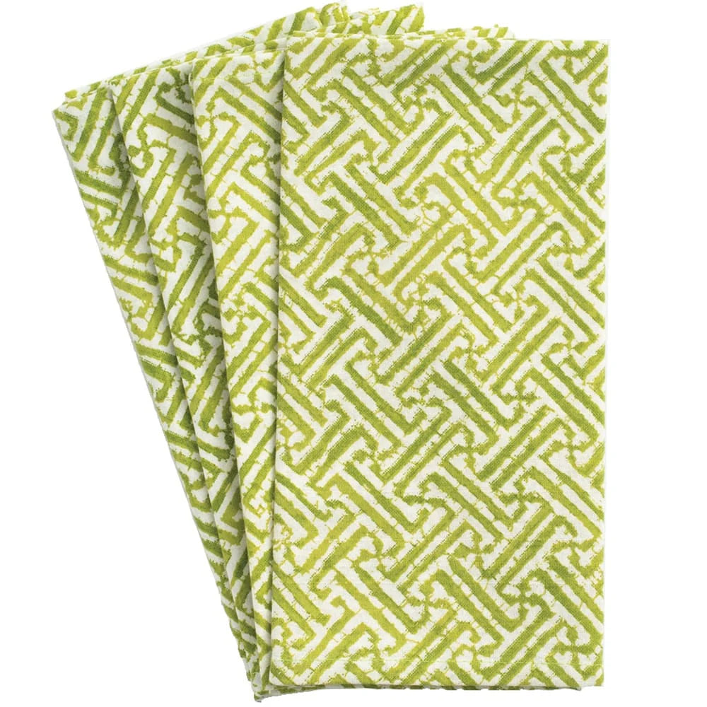BMH - Fretwork Green/White Cloth Napkin Set/4 (2)