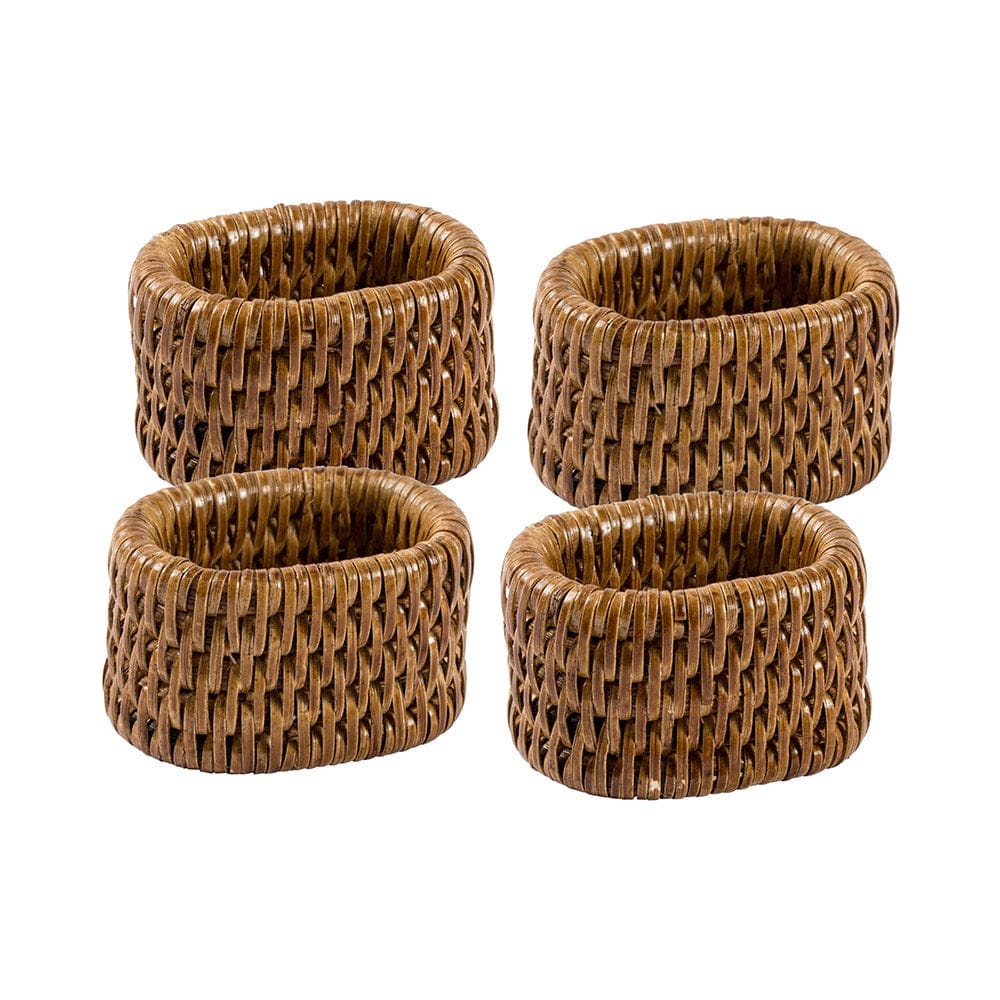 BMH - Caspari Rattan Napkin Ring Set/4