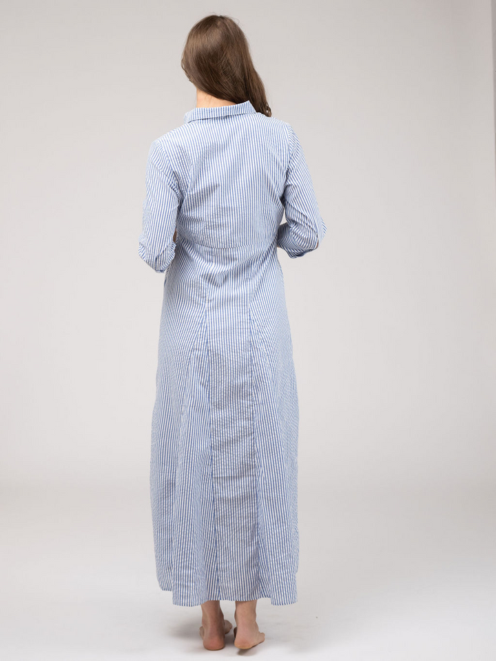 Alexa Seersucker Dress - Navy Stripe