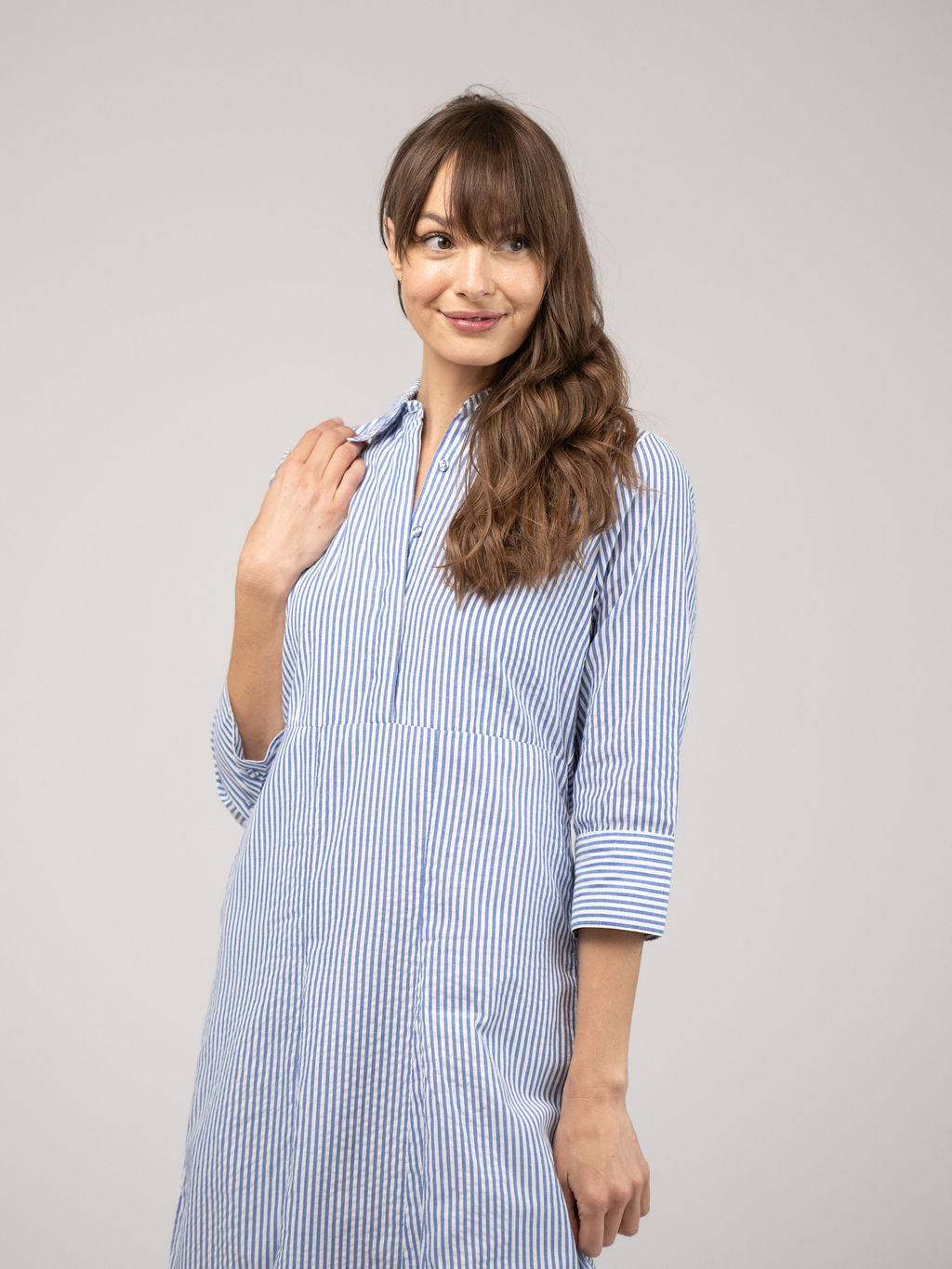 Alexa Seersucker Dress - Navy Stripe