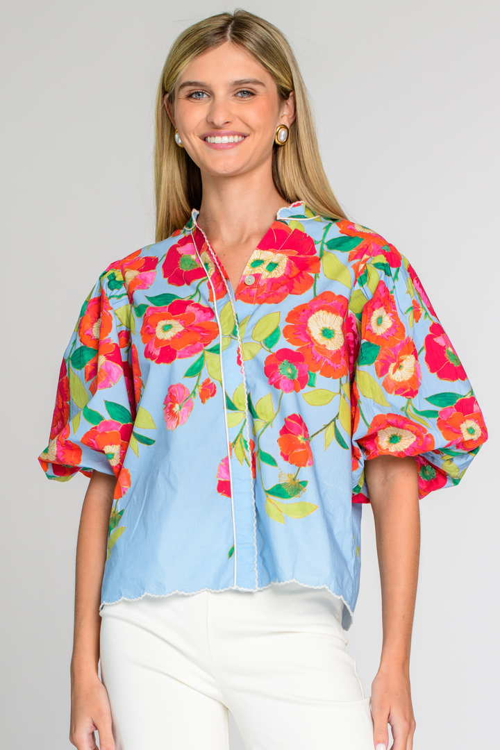 Edie Top - Poppy Patch Blueberry