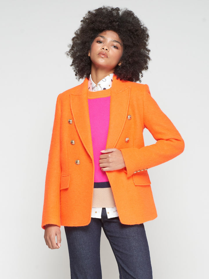 ORANGE WOOL JACKET WITH CONTRAST COLLAR