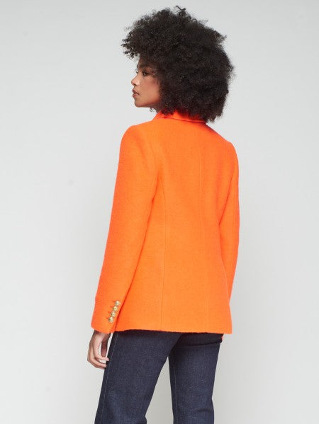 ORANGE WOOL JACKET WITH CONTRAST COLLAR