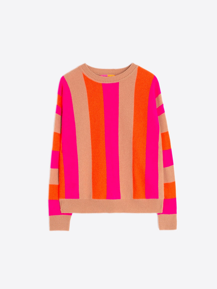 VERTICAL STRIPE SWEATER - ORANGE/PINK
