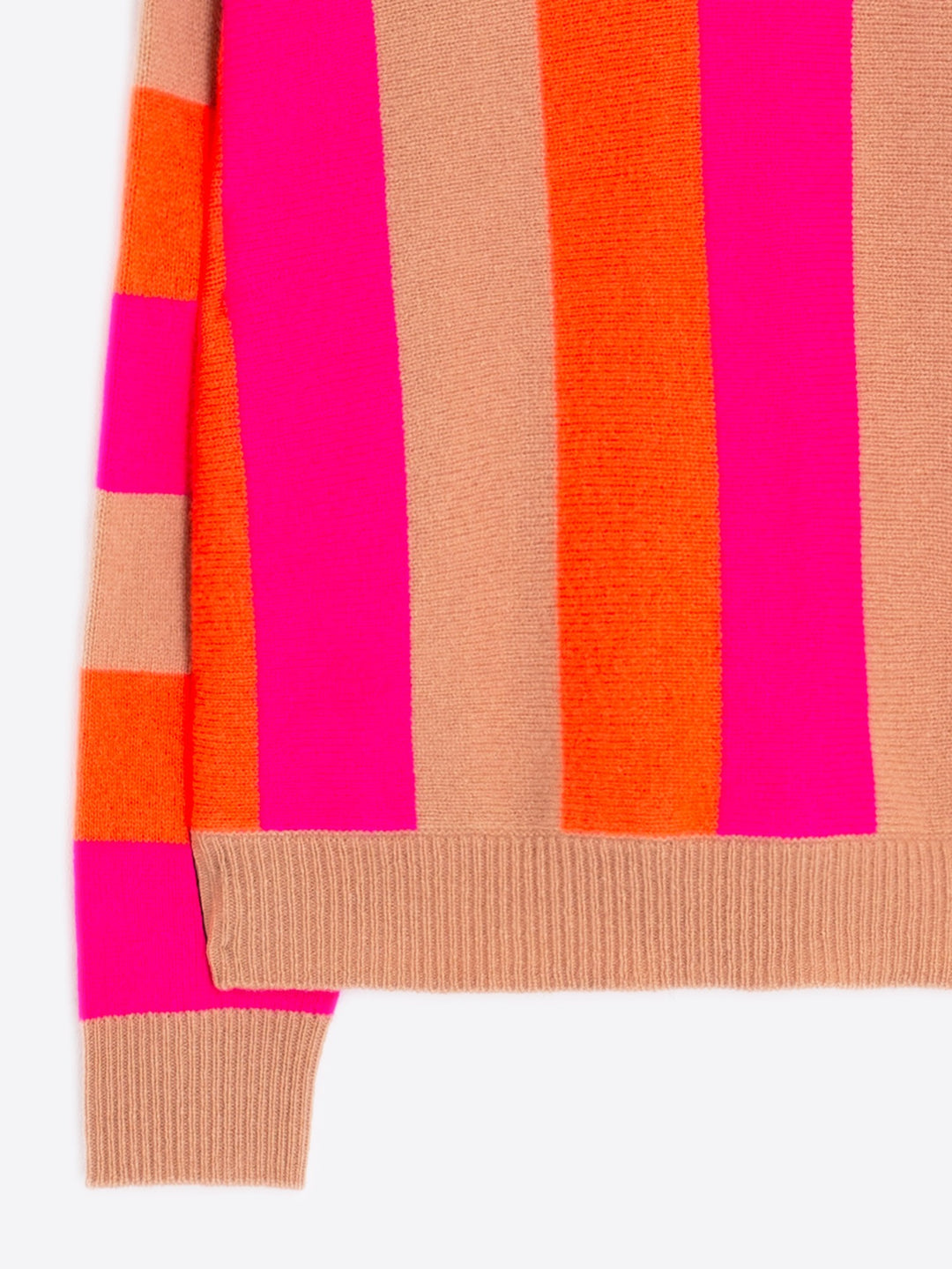 VERTICAL STRIPE SWEATER - ORANGE/PINK