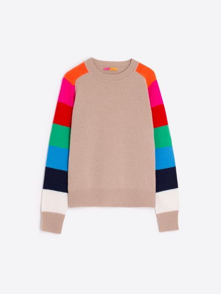WOOL KNIT SWEATER - MULTICOLOR SLEEVES
