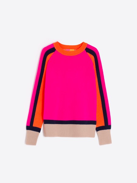 COLORBLOCK SWEATER - PINK/ORANGE/NAVY