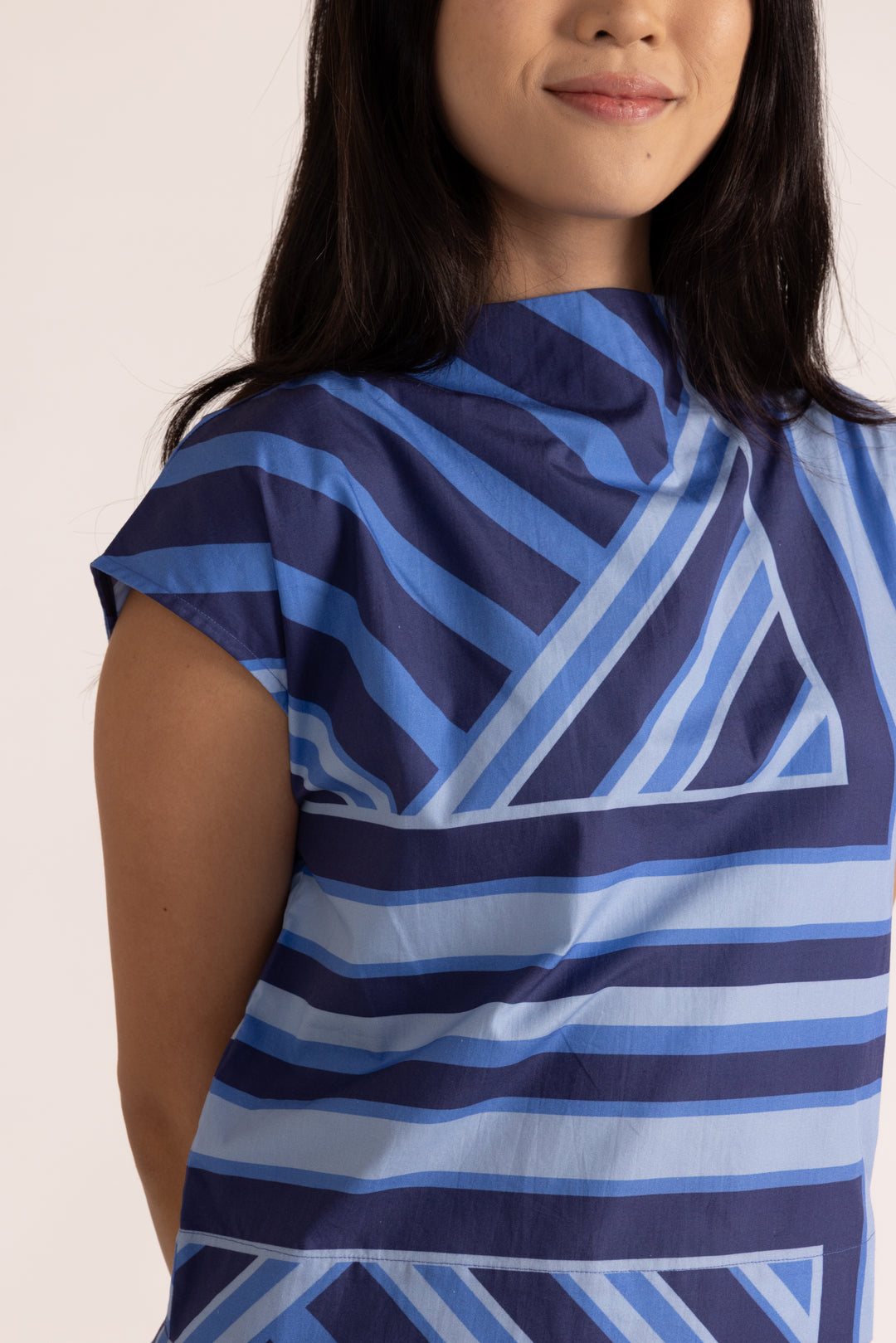 Sadie Top - Blue Geo Stripe