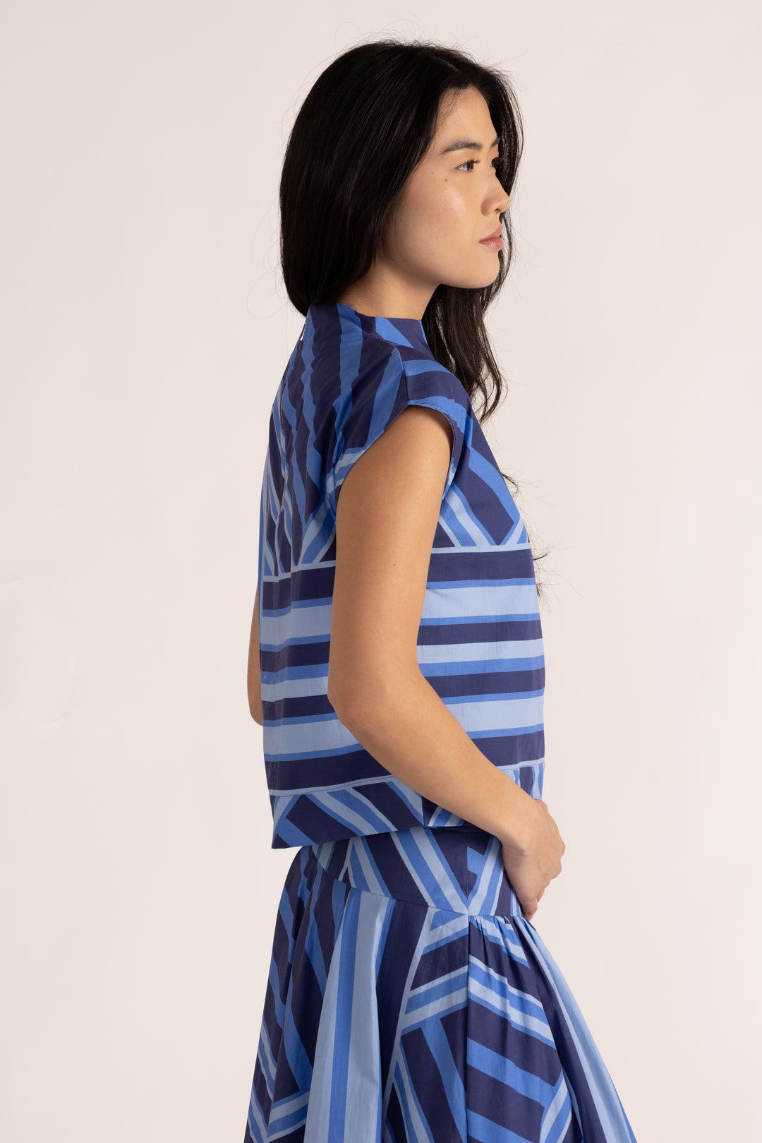 Sadie Top - Blue Geo Stripe