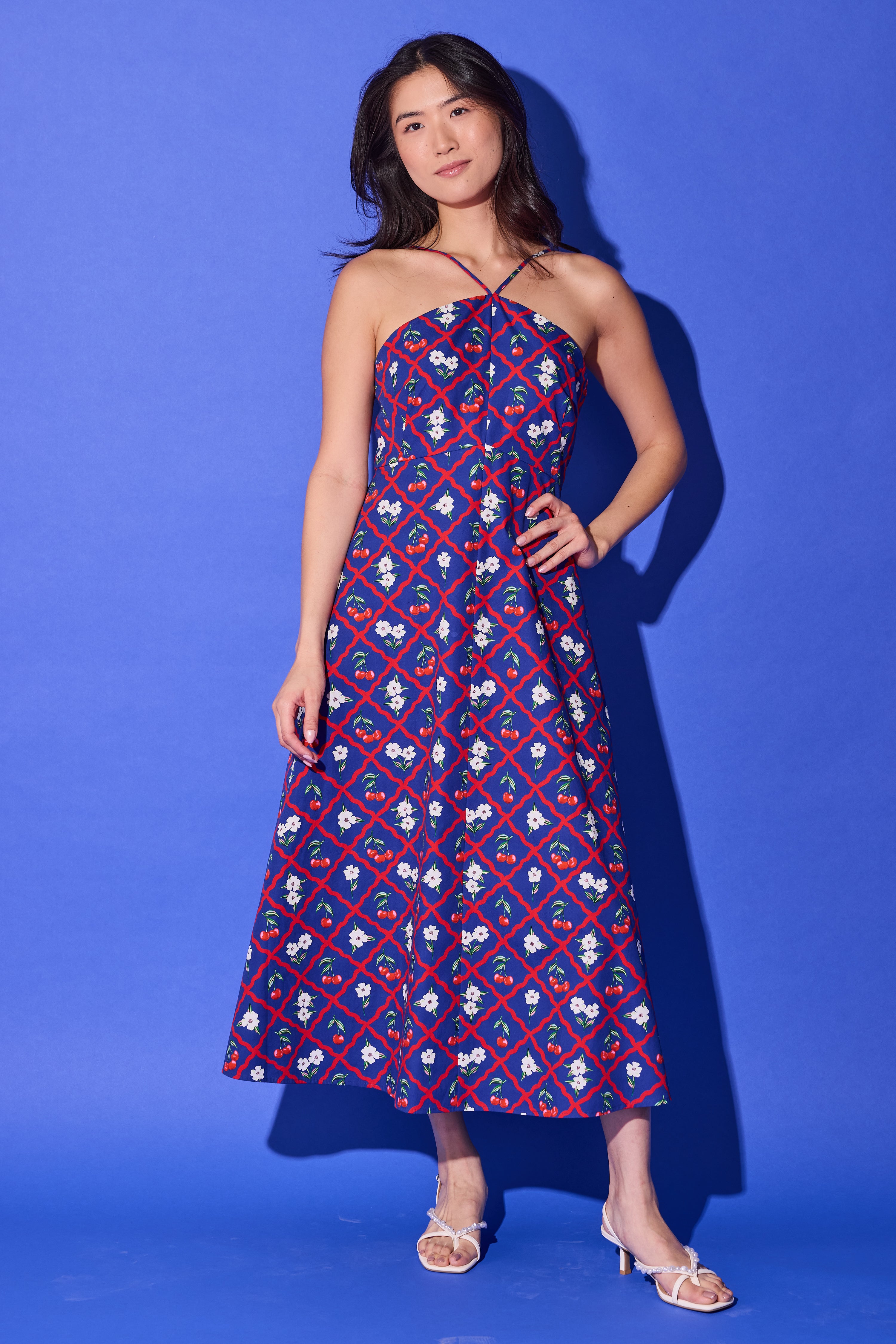 Karin Dress - Navy Cherry