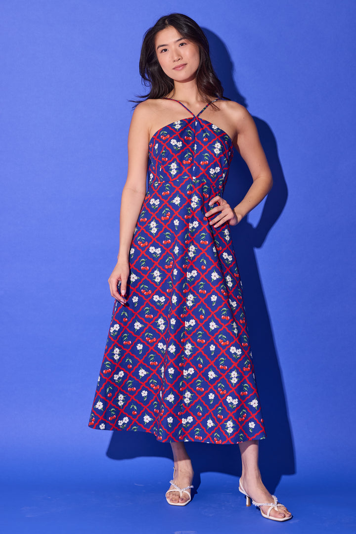 Karin Dress - Navy Cherry
