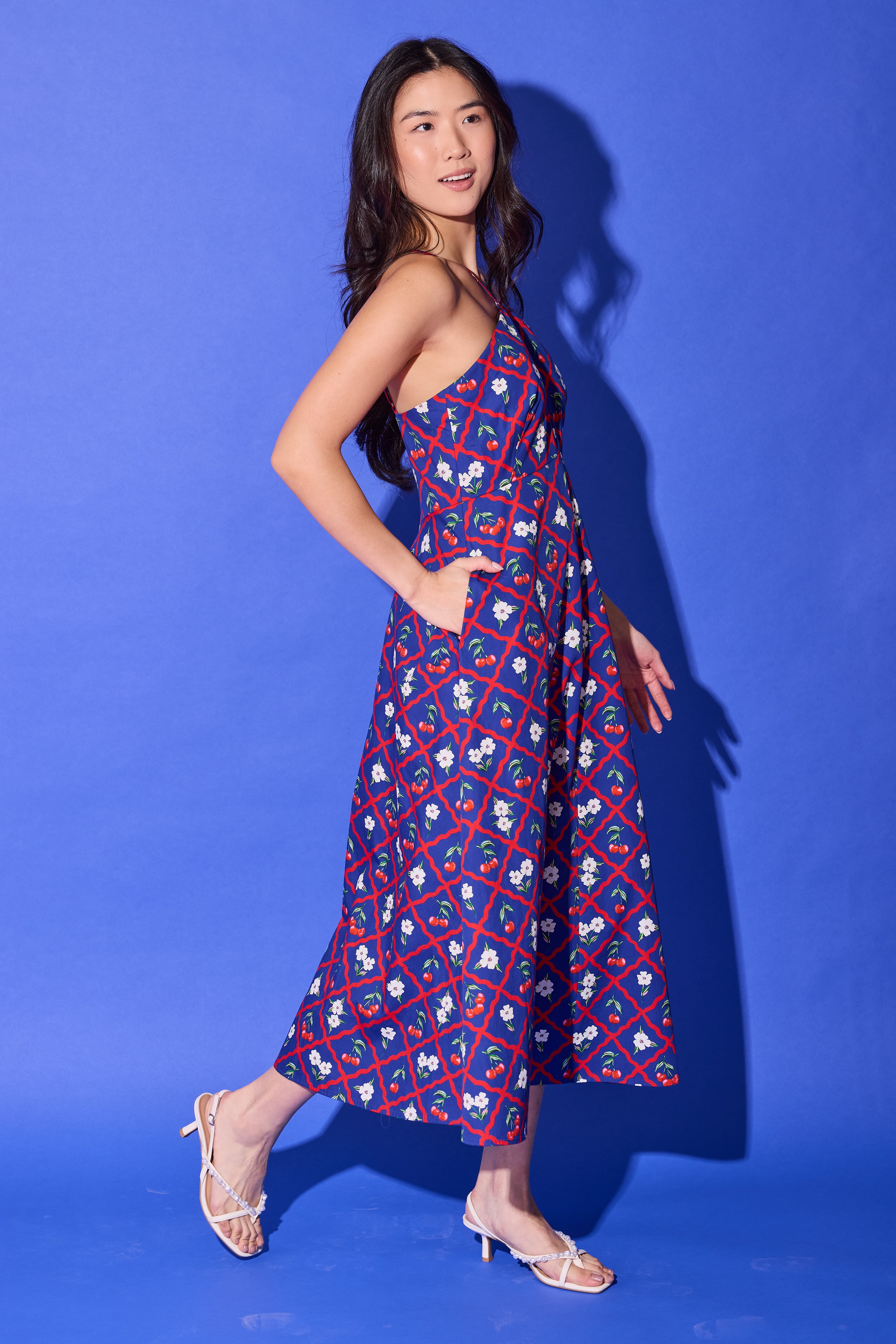 Karin Dress - Navy Cherry