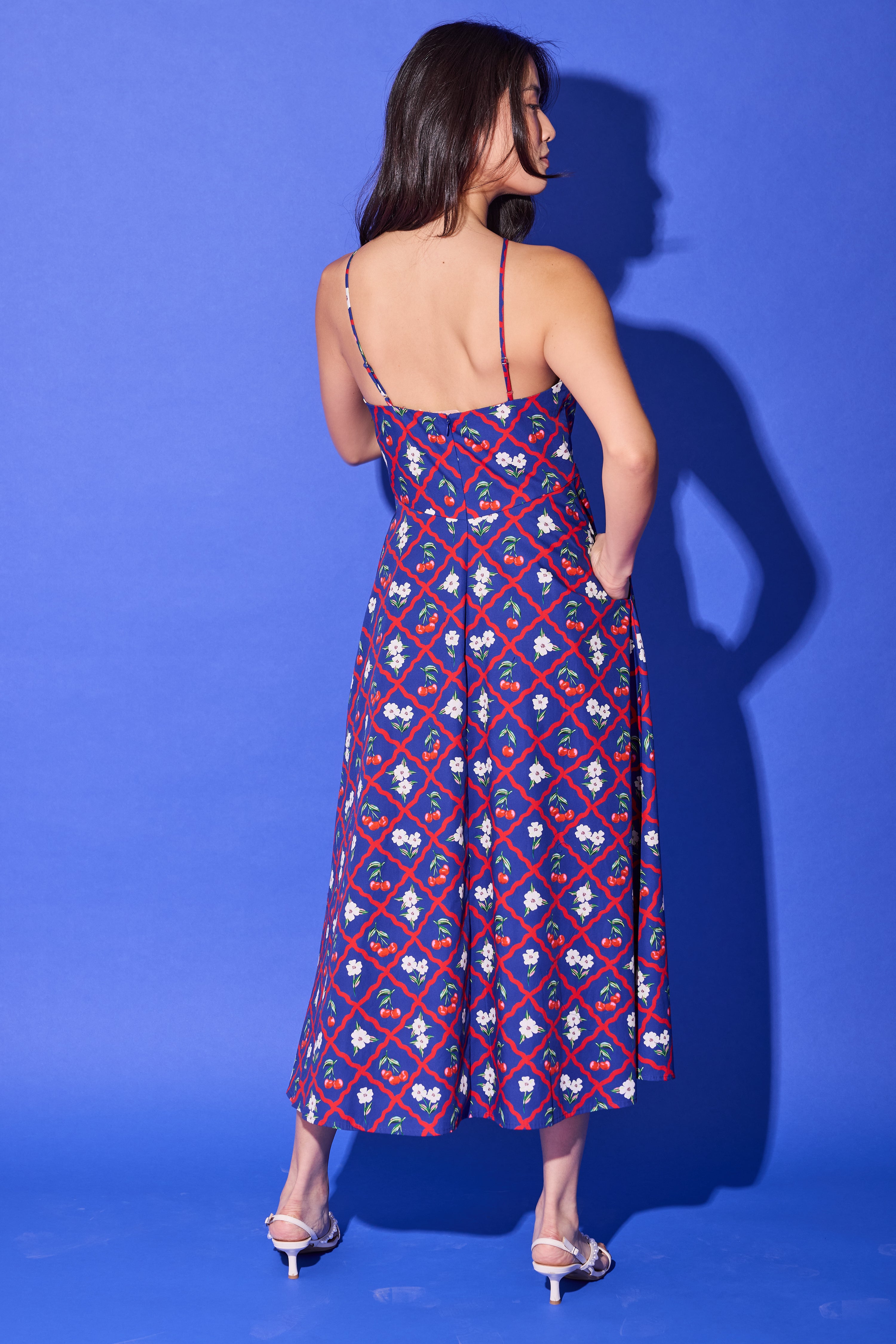Karin Dress - Navy Cherry