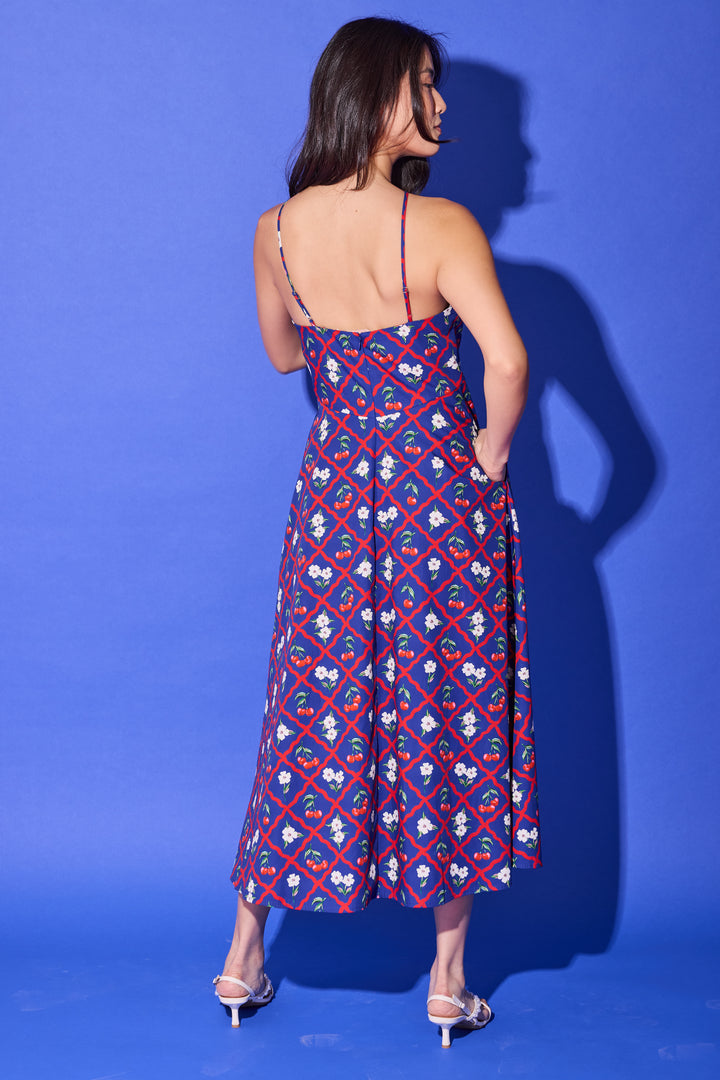Karin Dress - Navy Cherry