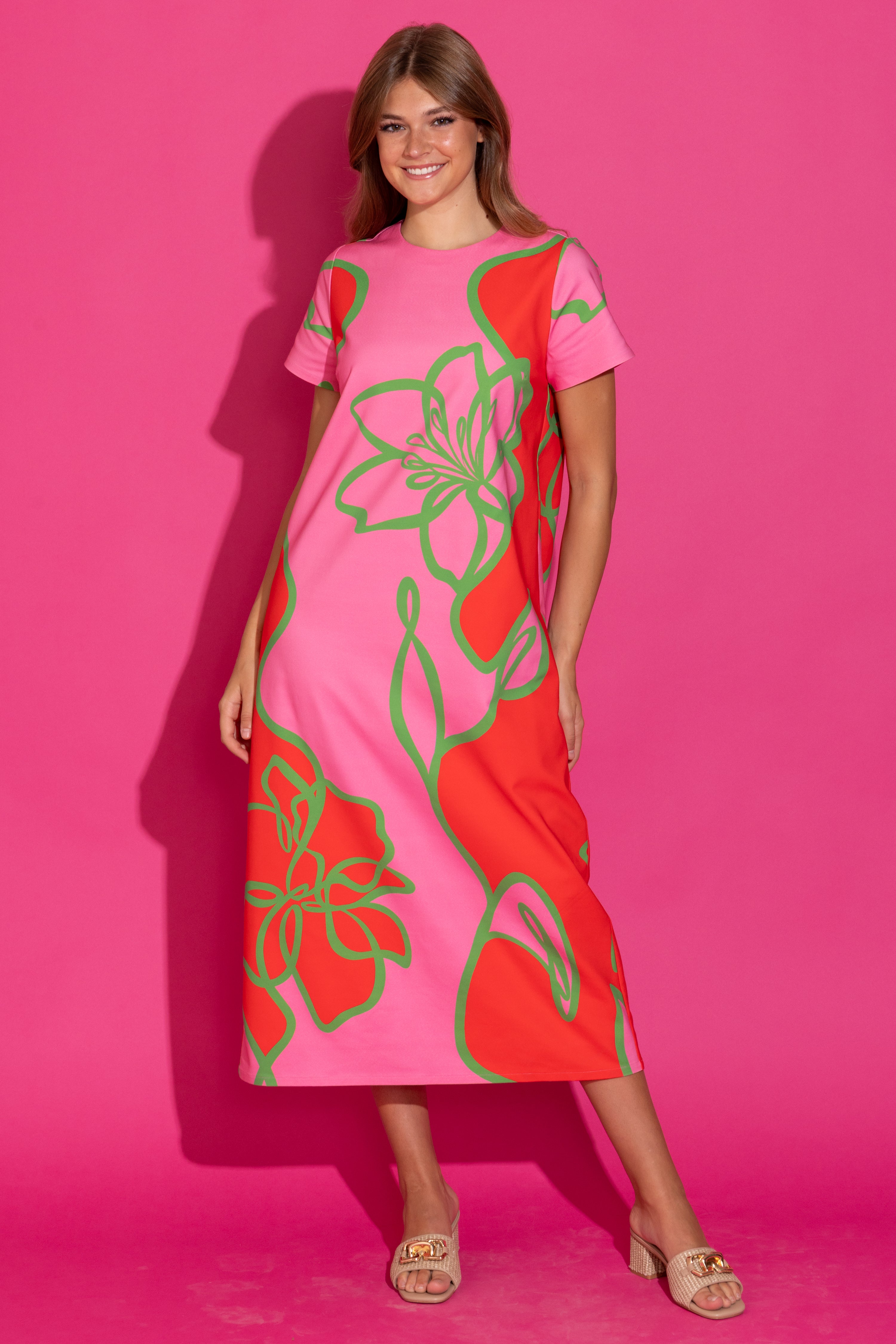 Elliot Dress - Fuschia Outline