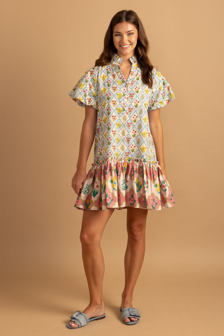 Gia Dress - Rose/Blue Blossom