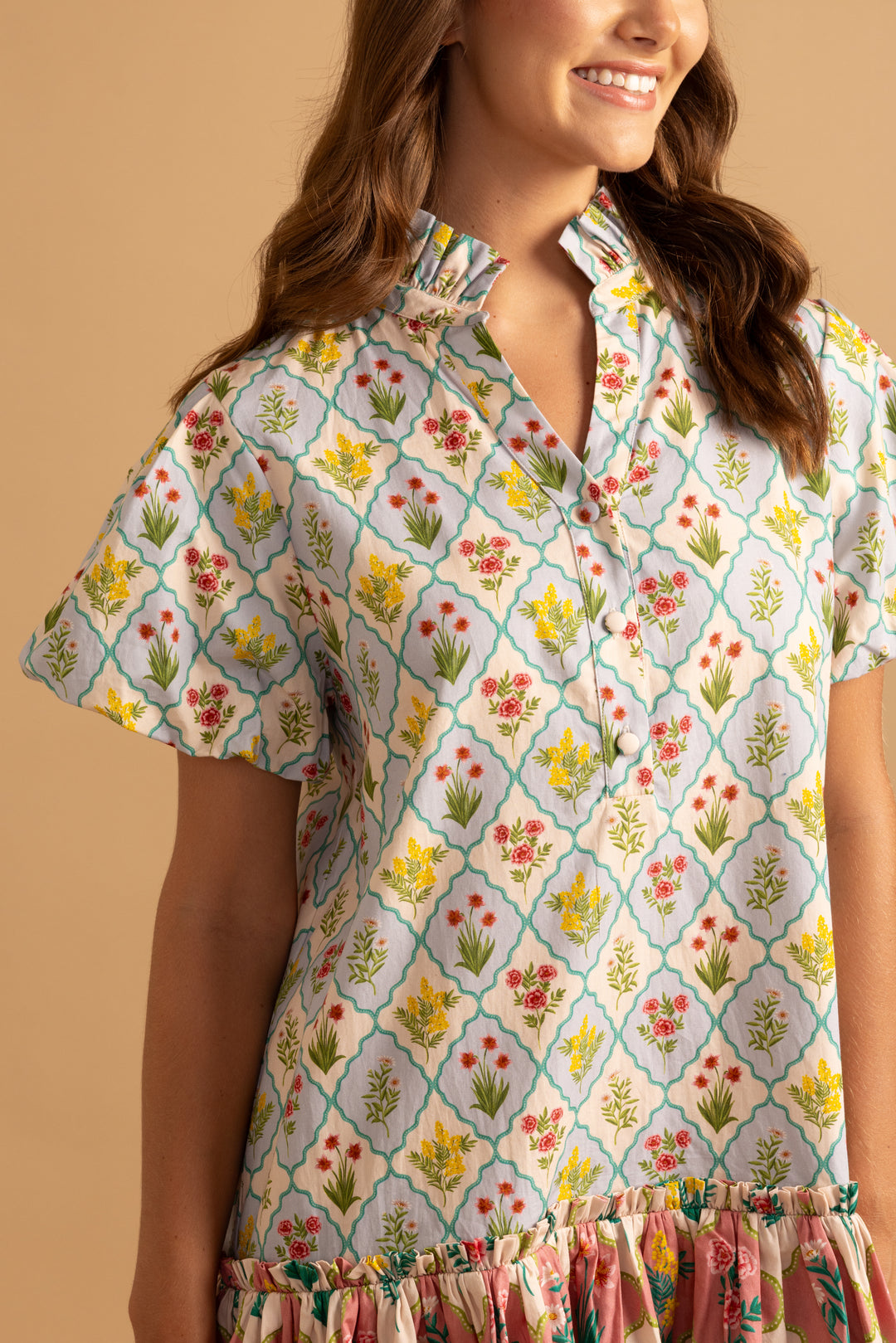 Gia Dress - Rose/Blue Blossom