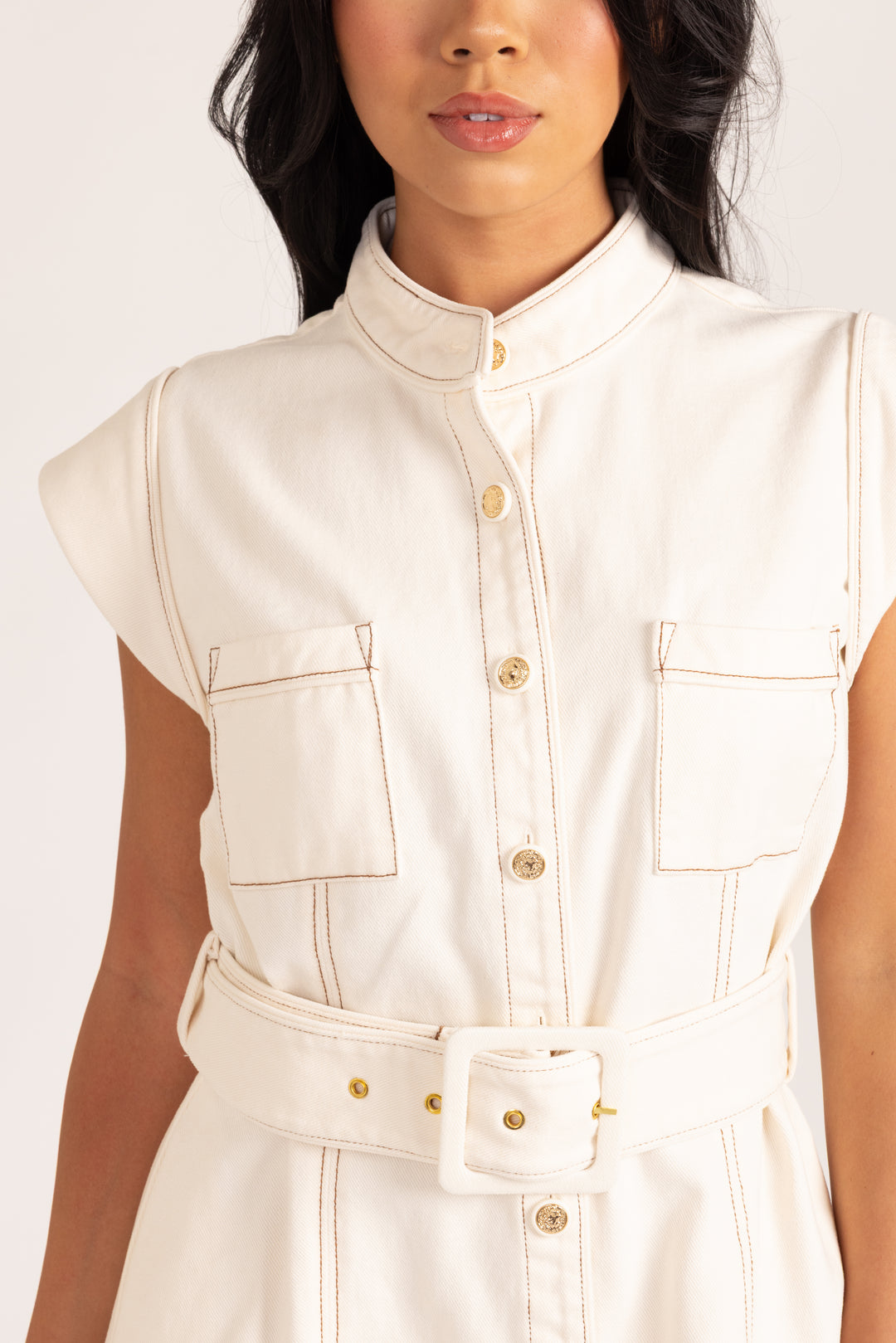 Suzie Dress - Ivory Denim