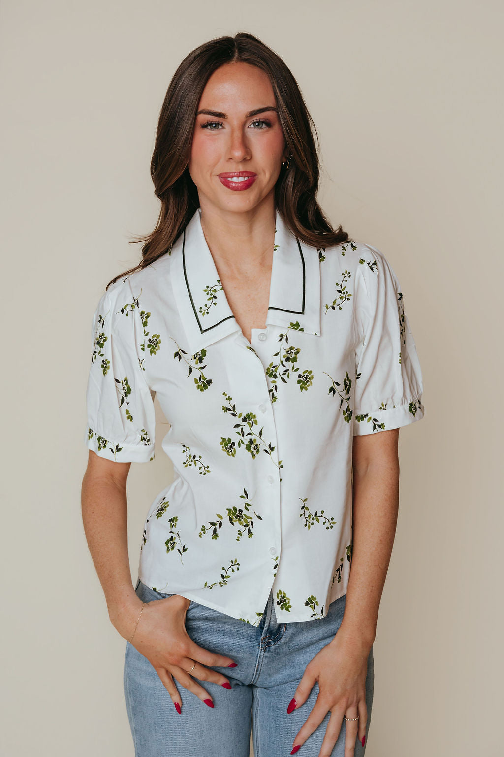 Piper Top - Pinstripe Floral