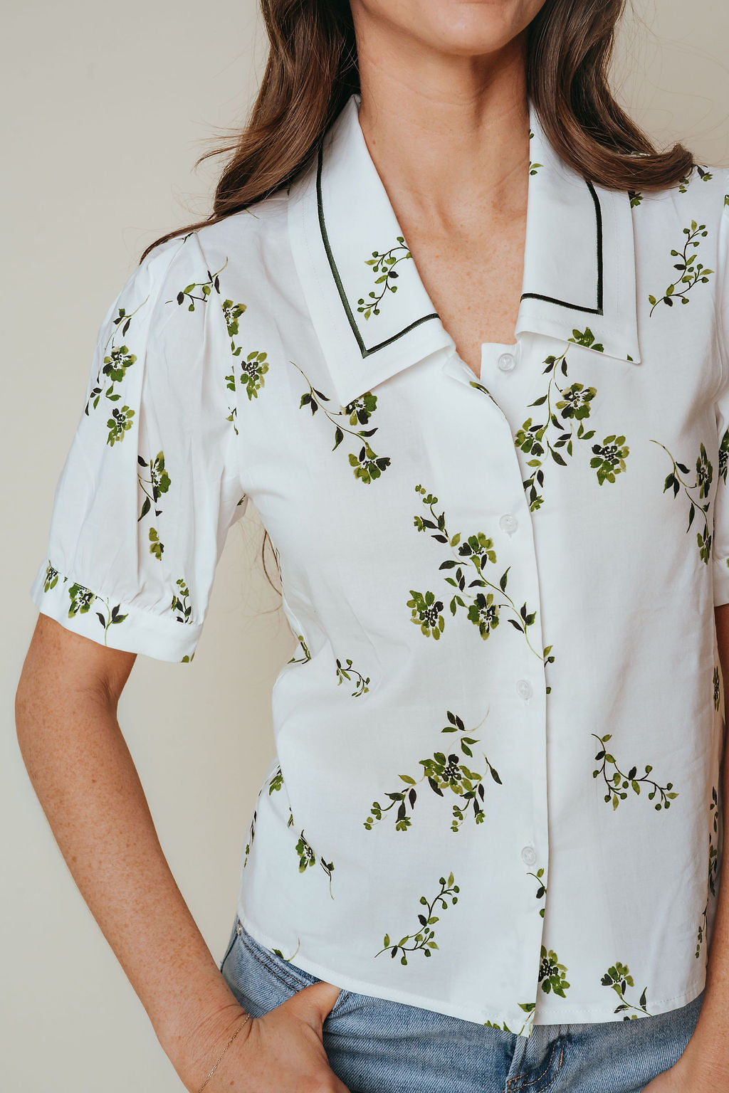 Piper Top - Pinstripe Floral
