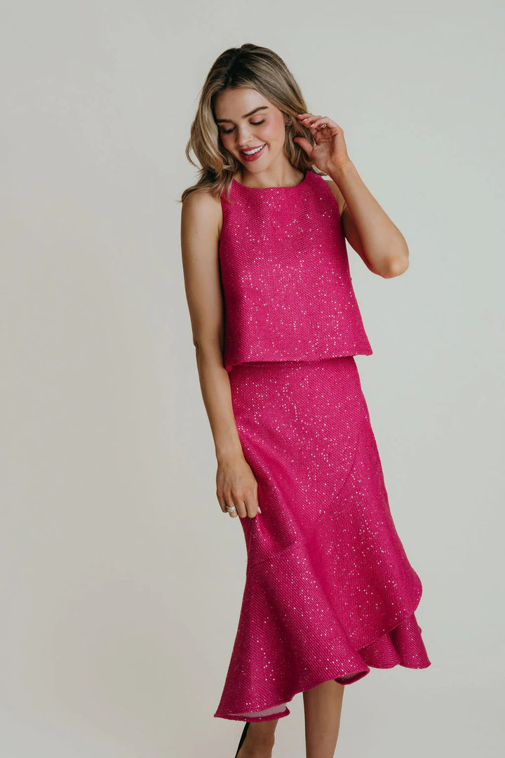 Rae Skirt - Pink Tweed