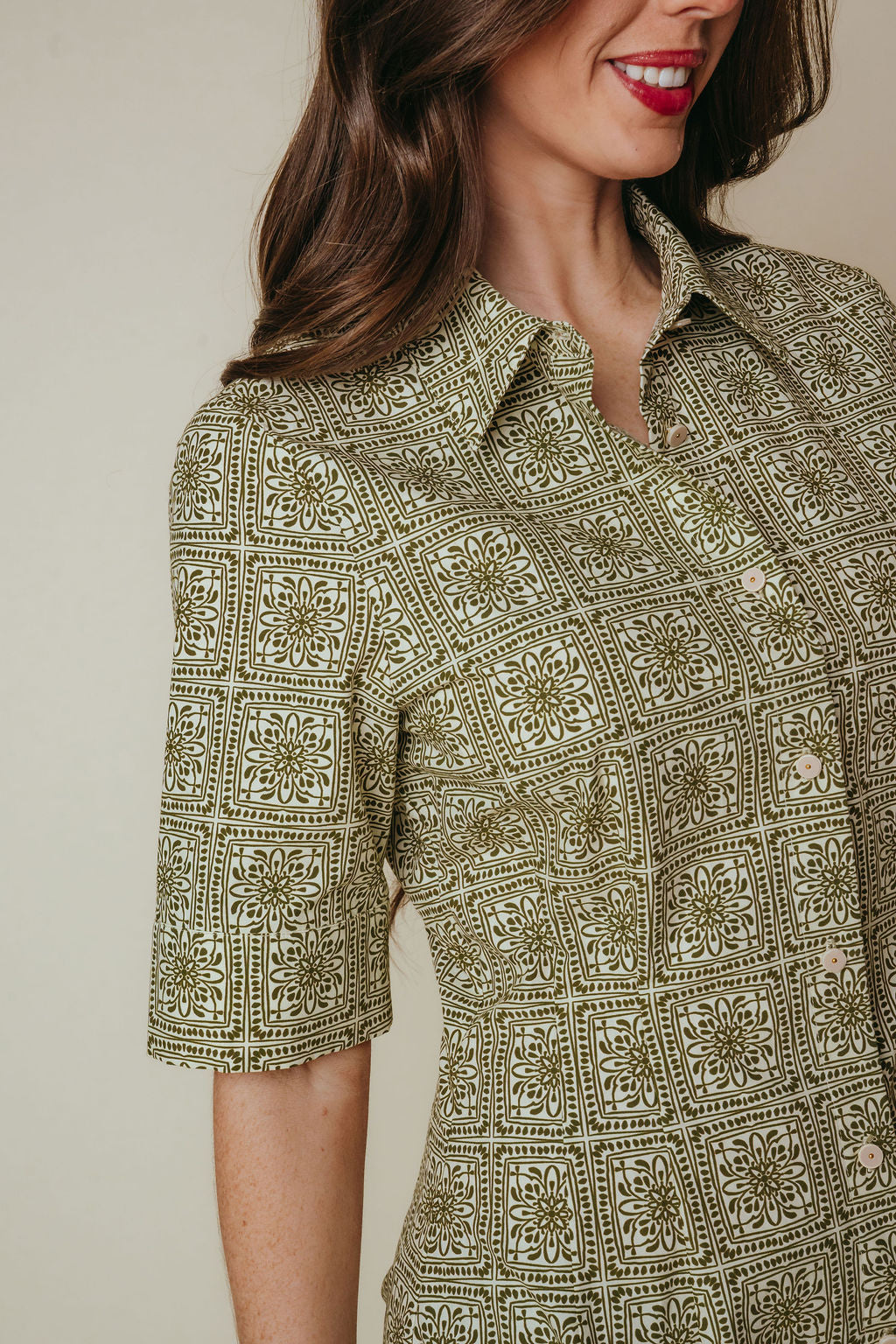 Callie Dress - Olive Tile