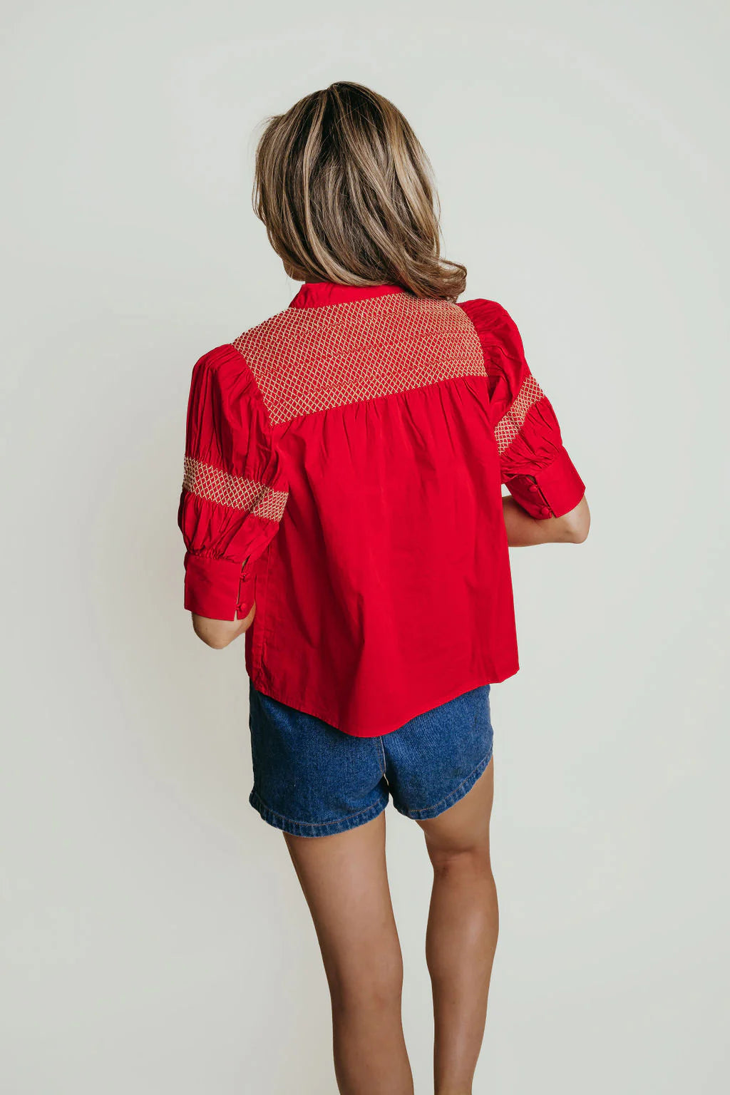 Sutton Top - Red & Bone