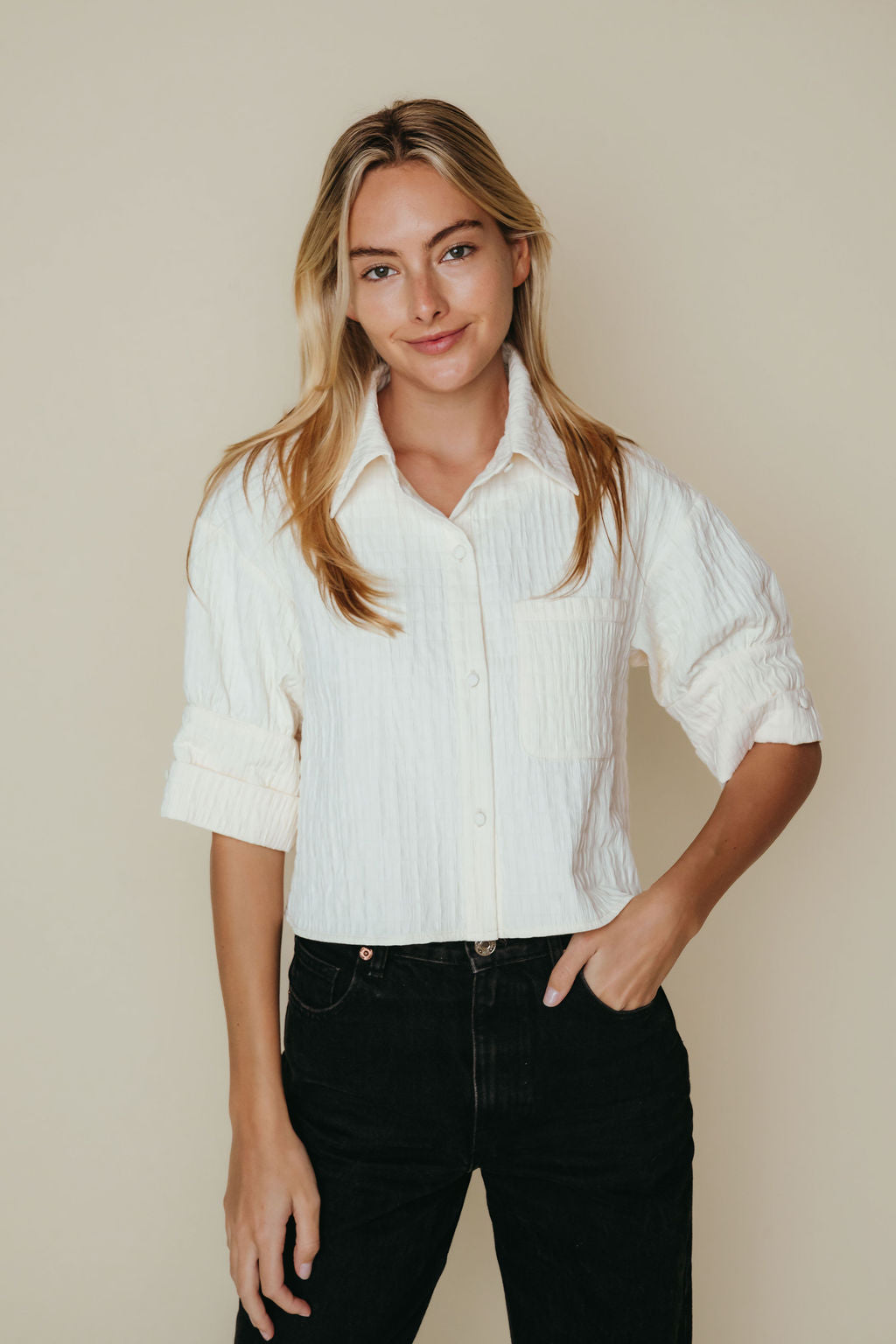 Maeve Top - Bone Textured Fabric