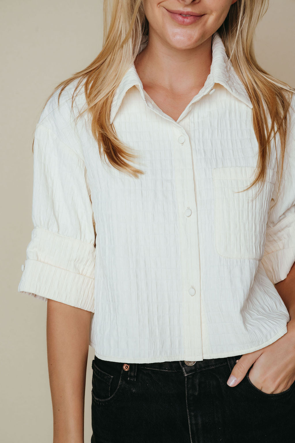 Maeve Top - Bone Textured Fabric