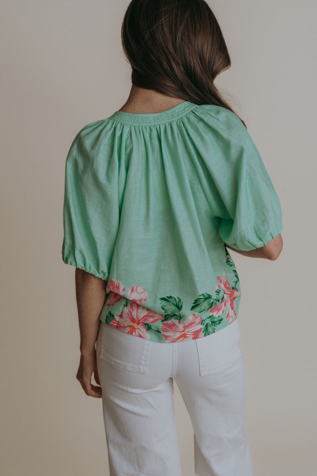 Henley Top - Pink Hibiscus