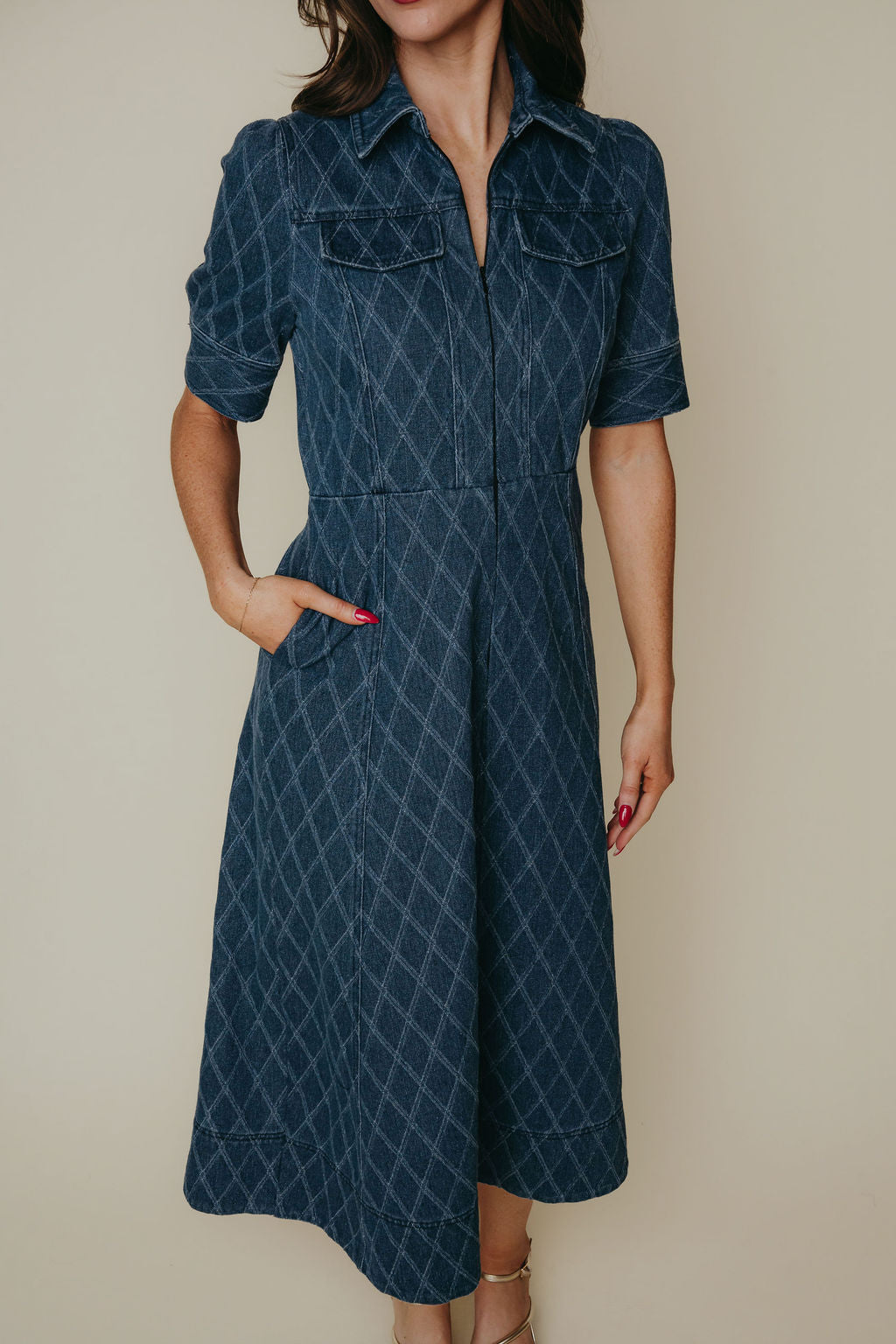 Cadence Dress - Textured Denim