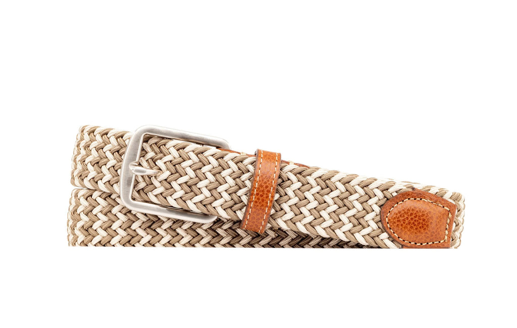 Newport Tan/Snd Woven Italian Rayon Elastic Belt- 60369