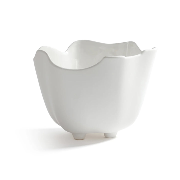 BMH - White Wavy Ceramic Ice Bucket/Planter (1)
