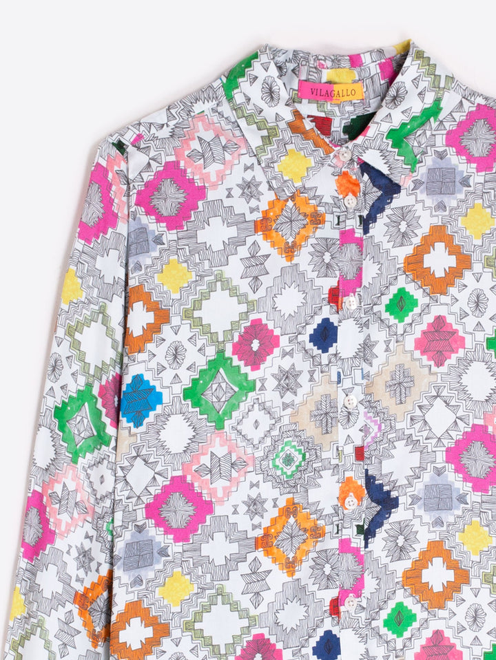MULTICOLOURED IKAT PRINT SHIRT - 32927
