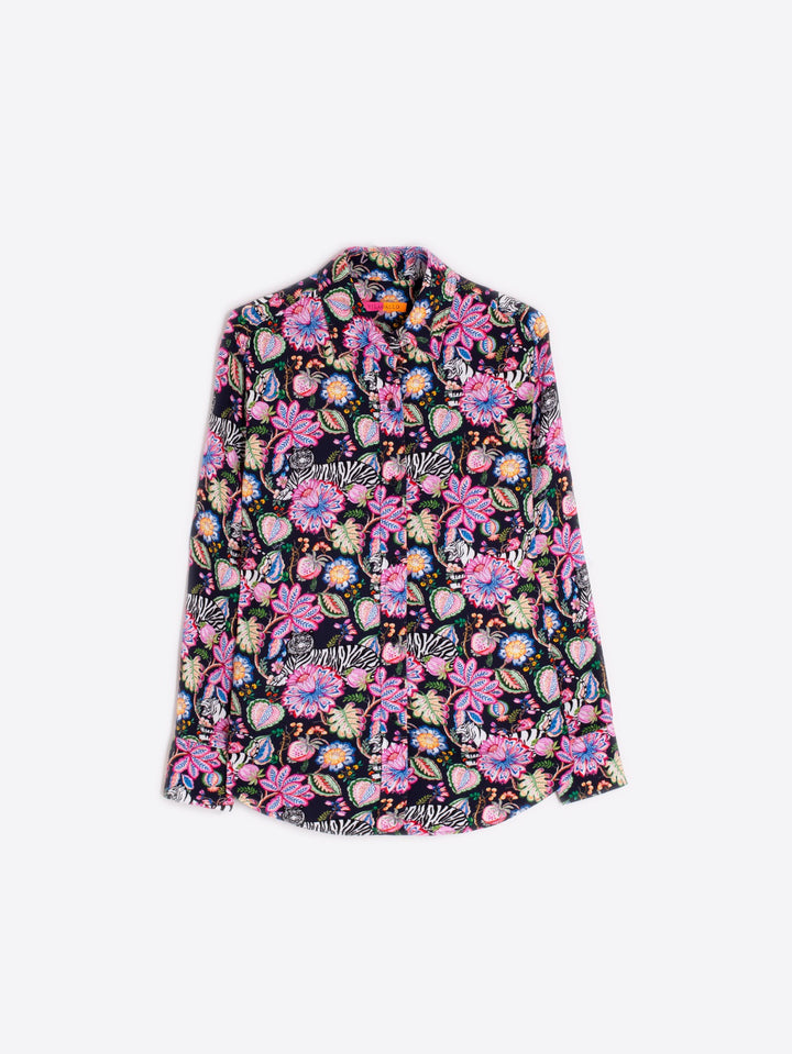 TIGER & FLORAL PRINT SHIRT