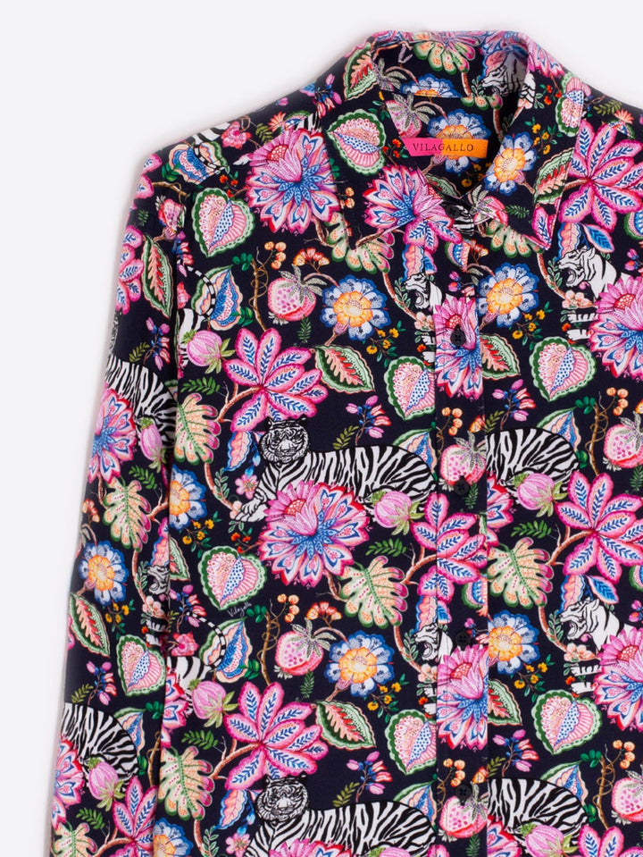 TIGER & FLORAL PRINT SHIRT