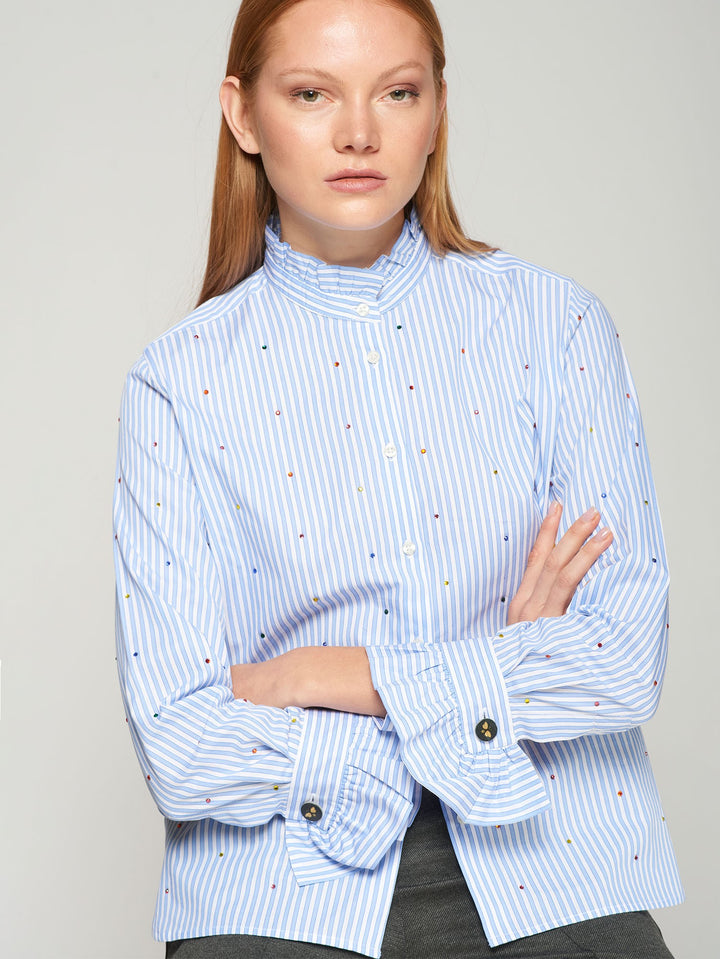 STRIPED SHIRT W/ MULTICOLORED STRASS - 32655